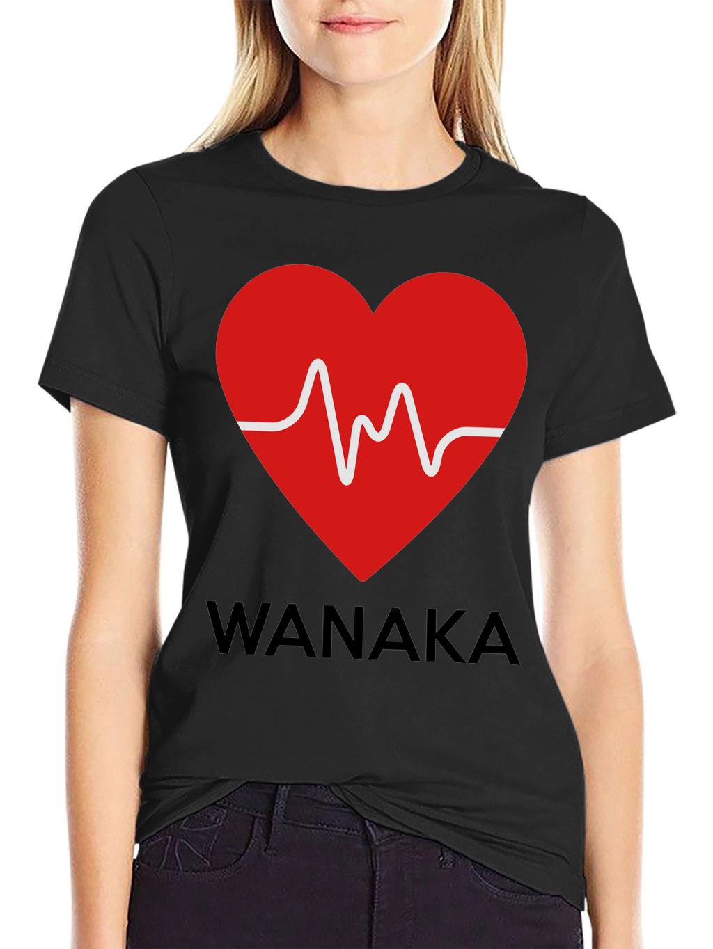 Wanaka Heartbeat T-Shirt - Stylish Black Tee
