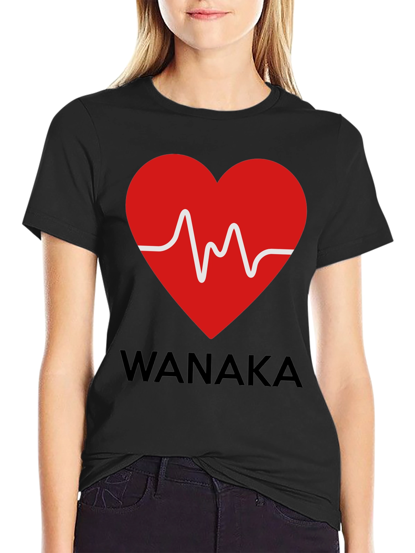 Wanaka Heartbeat T-Shirt - Stylish Black Tee