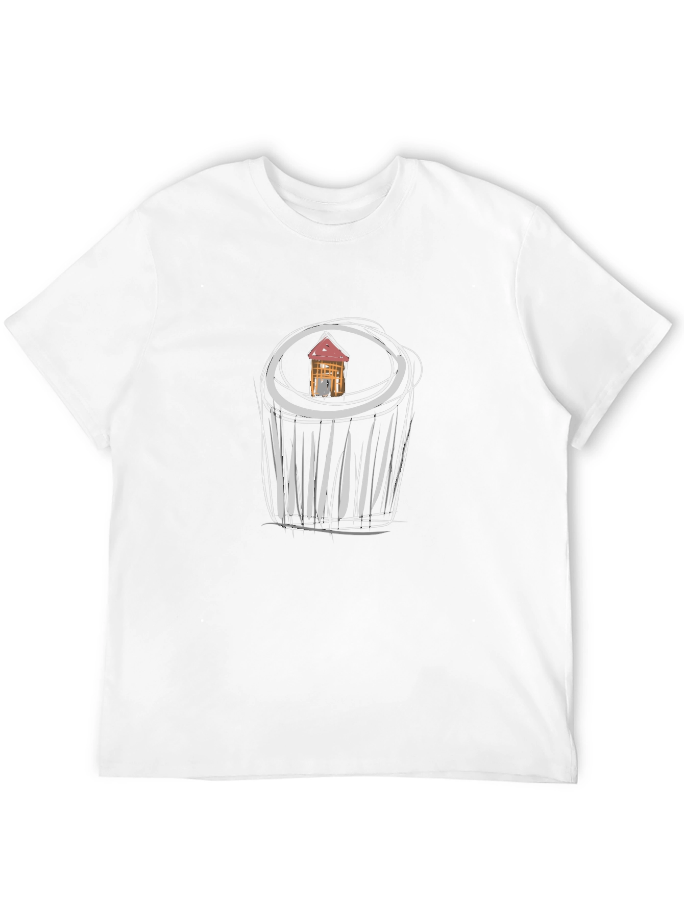 Unique Black T-Shirt with House Scribble Design