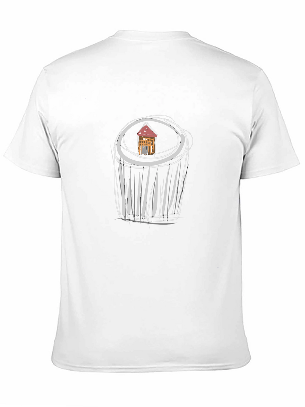 Unique Black T-Shirt with House Scribble Design