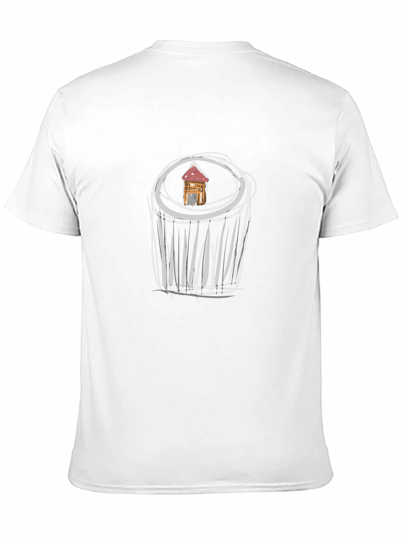 Unique Black T-Shirt with House Scribble Design