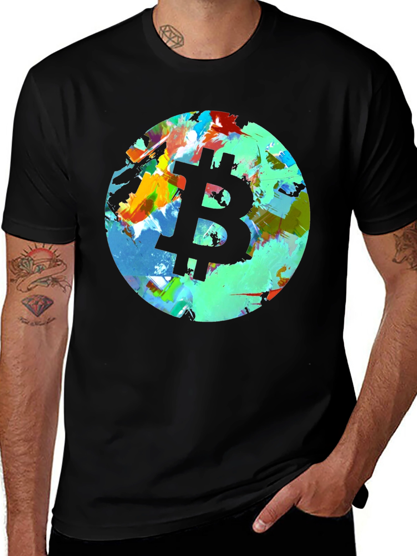 Bitcoin Abstract Art T-Shirt - Black Crypto Tee