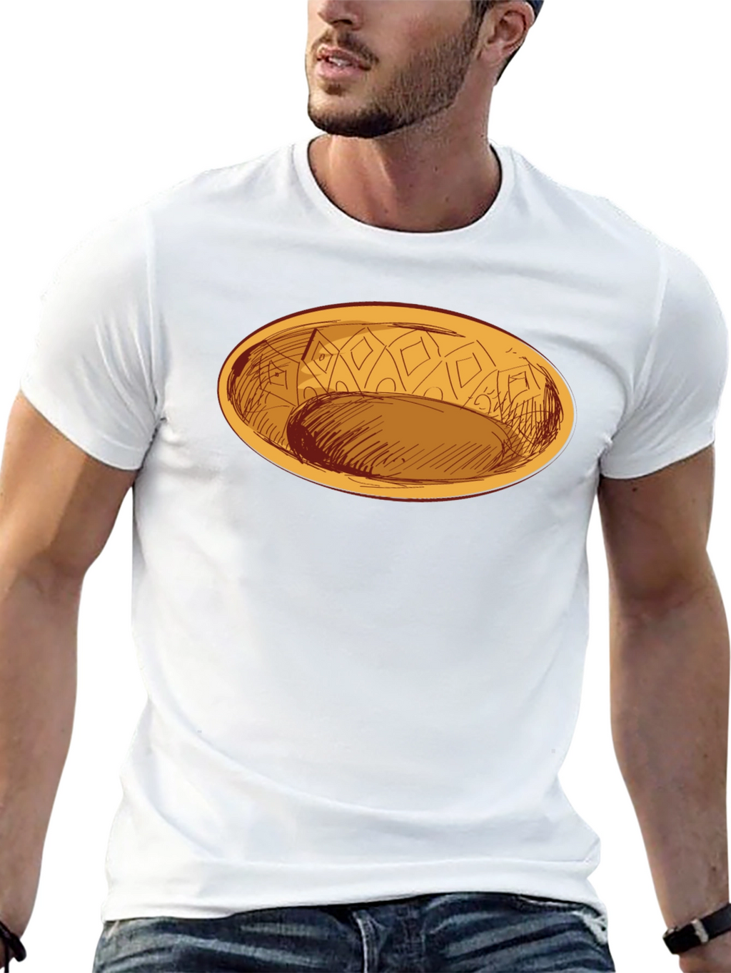 Oval Dish Graphic Tee - Modern Style