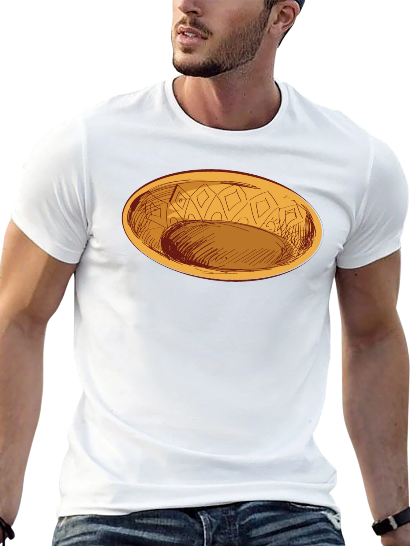 Oval Dish Graphic Tee - Modern Style