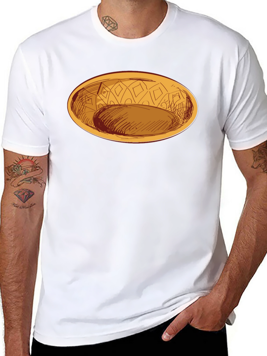 Oval Dish Graphic Tee - Modern Style
