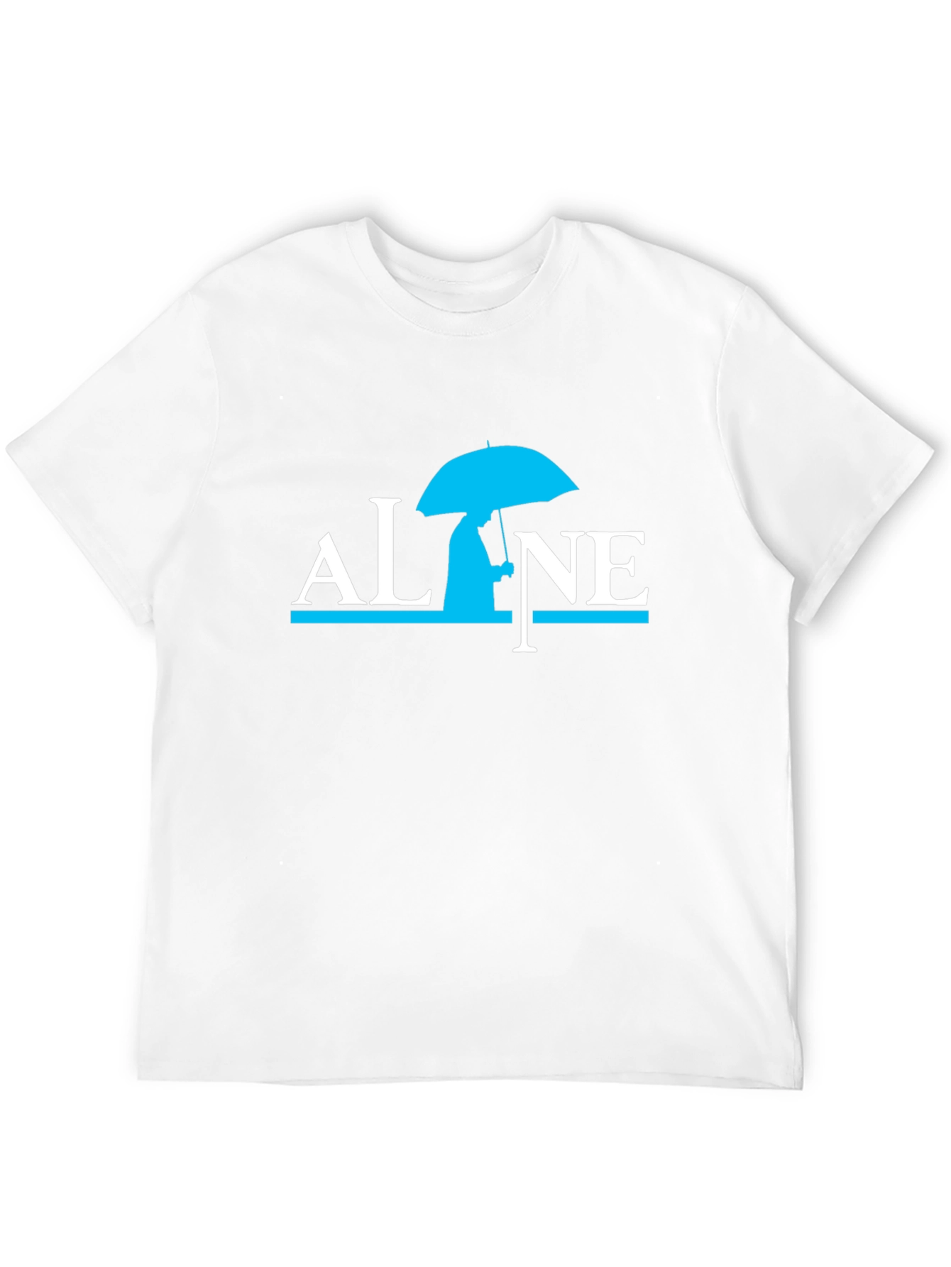 Alone Umbrella Graphic Black T-Shirt