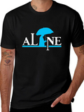 Alone Umbrella Graphic Black T-Shirt
