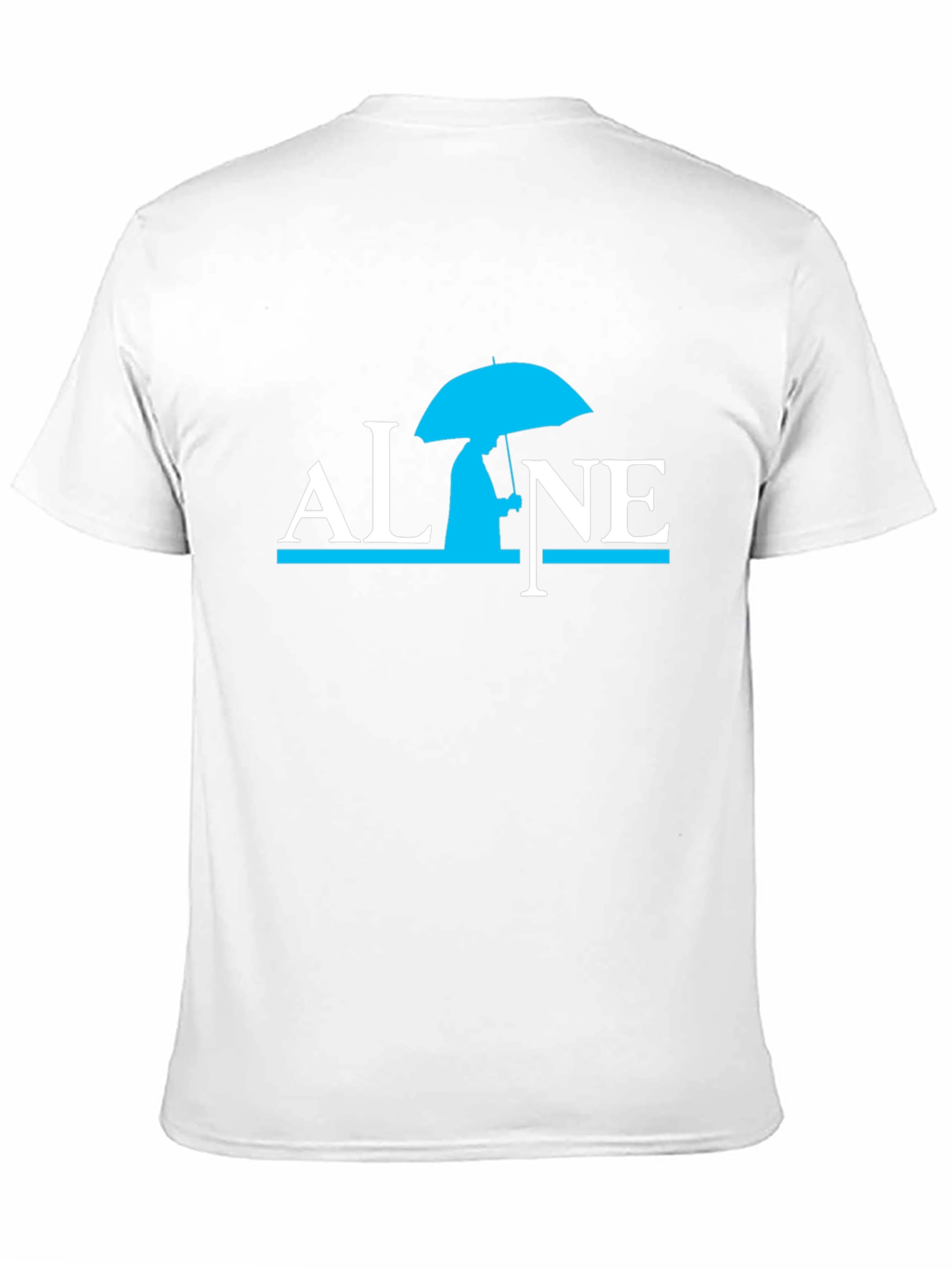 Alone Umbrella Graphic Black T-Shirt