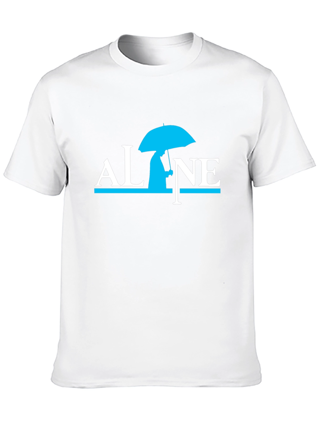 Alone Umbrella Graphic Black T-Shirt
