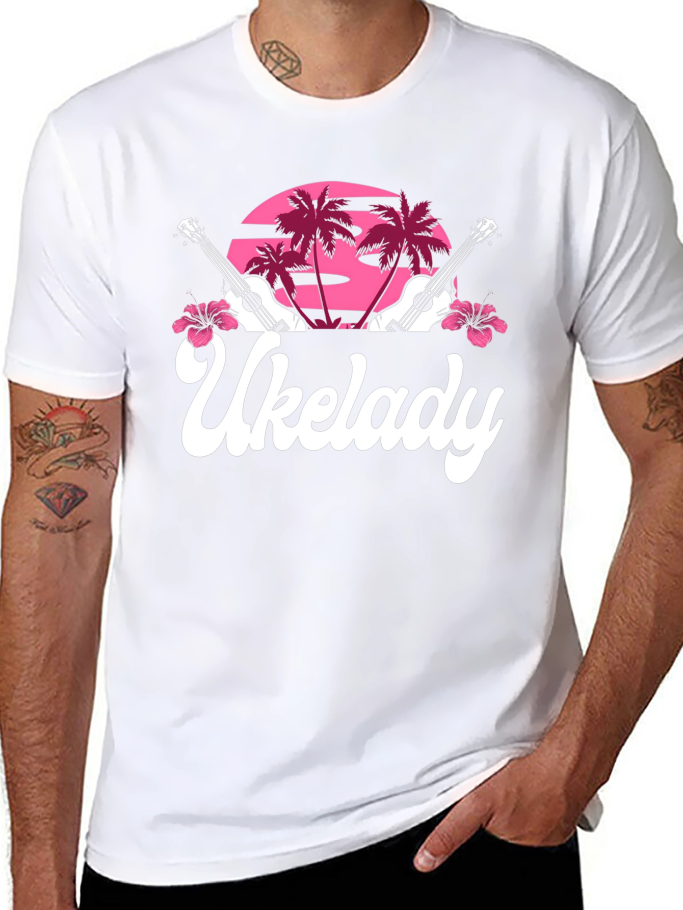 Ukelady Graphic Tee - Tropical Ukulele Design