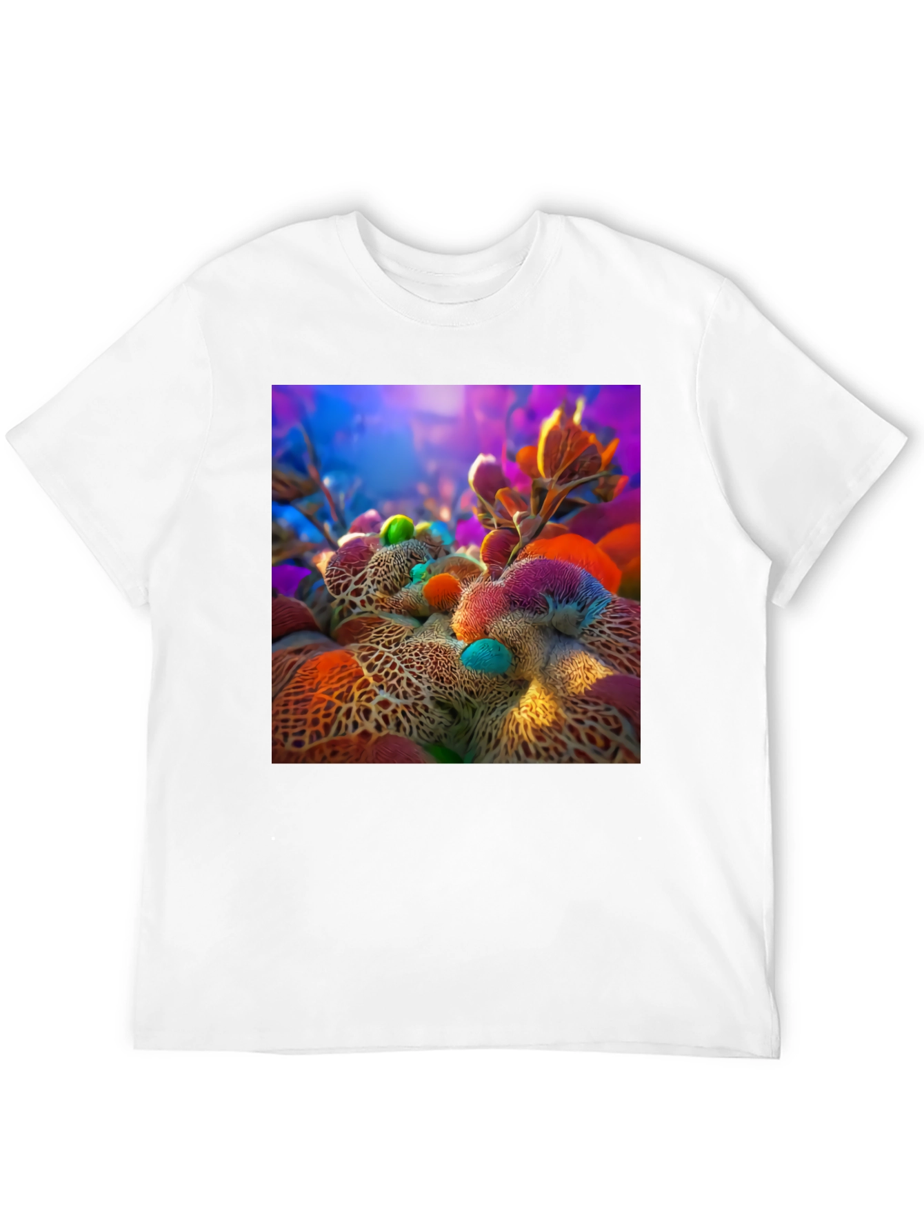 Abstract Floral Design Black T-Shirt