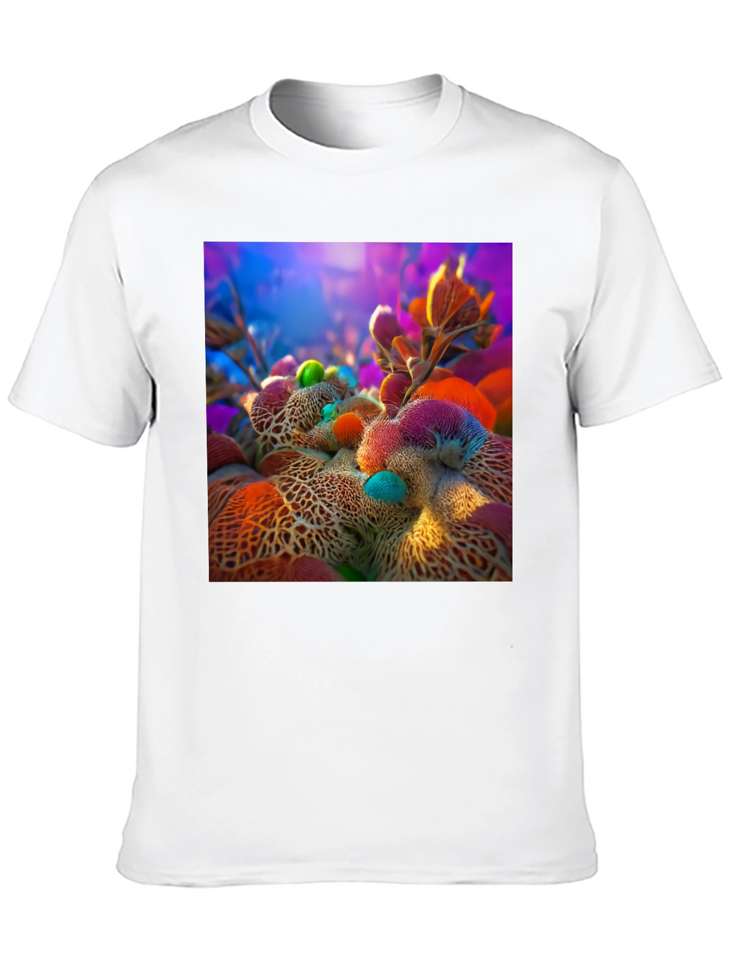 Abstract Floral Design Black T-Shirt