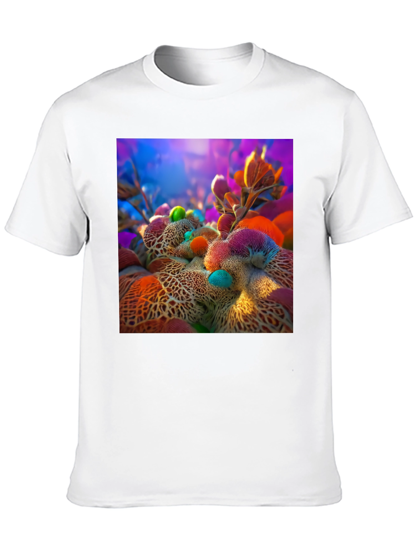 Abstract Floral Design Black T-Shirt