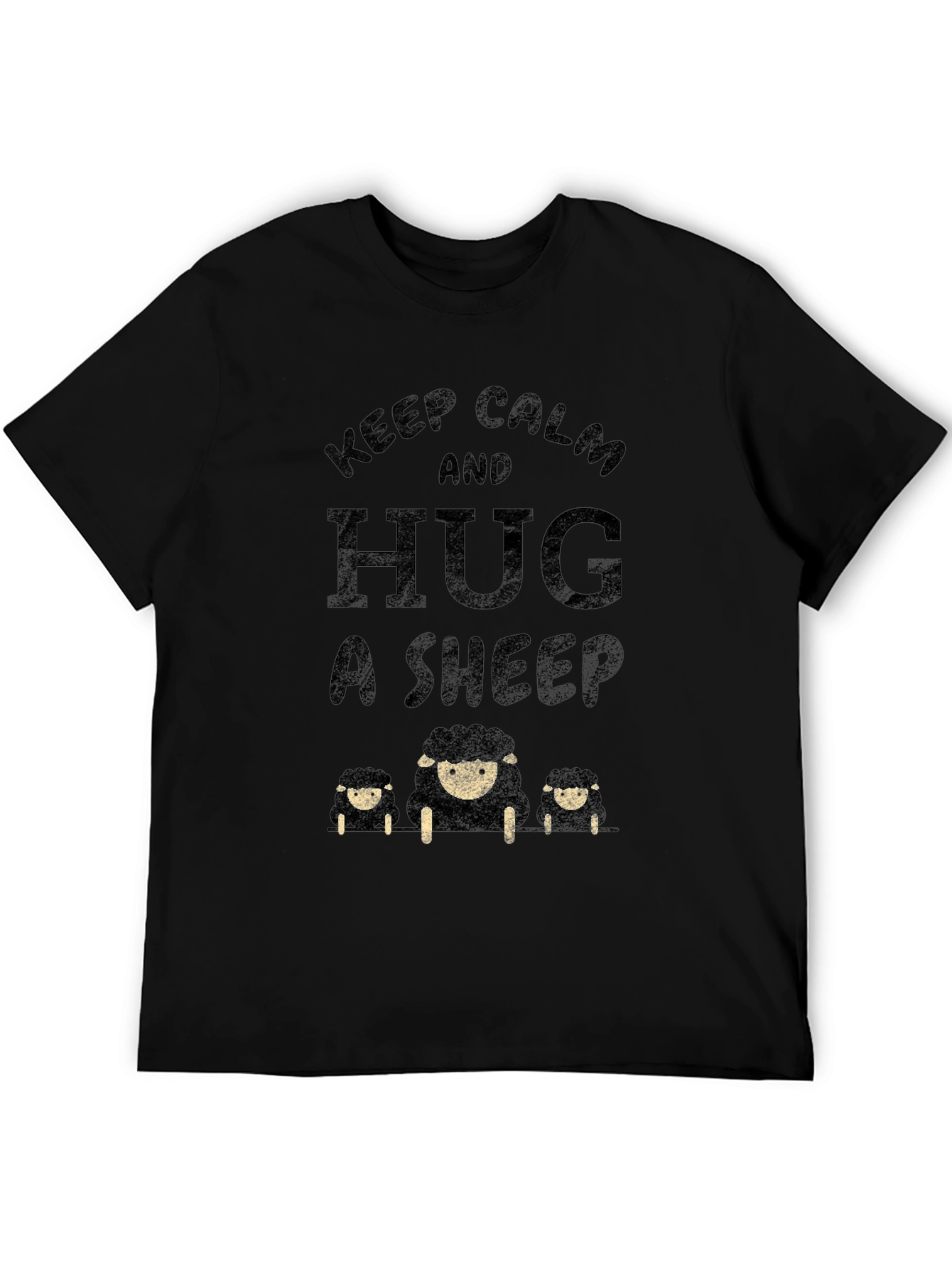Keep Calm and Hug a Sheep T-Shirt - Black