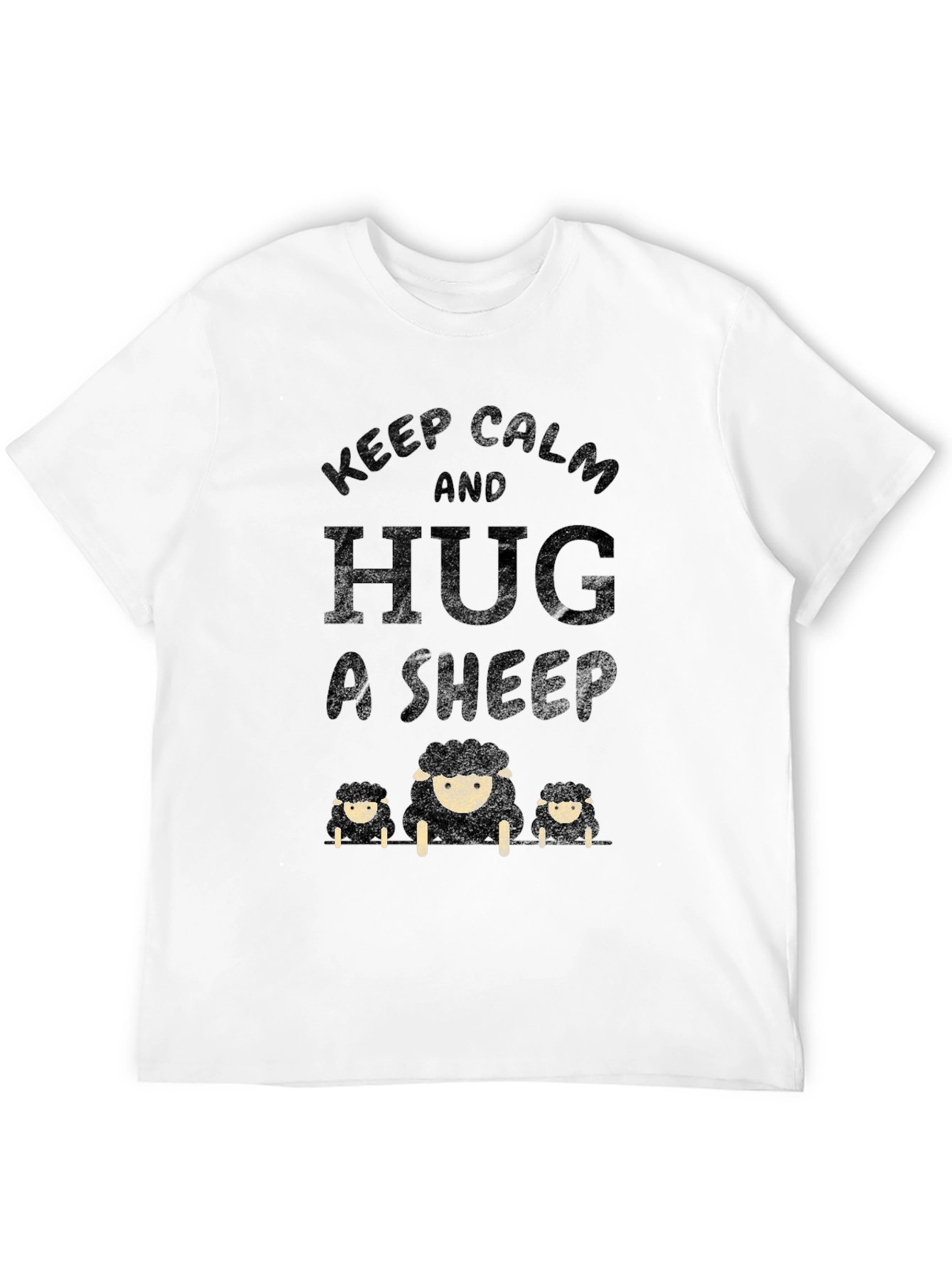 Keep Calm and Hug a Sheep T-Shirt - Black