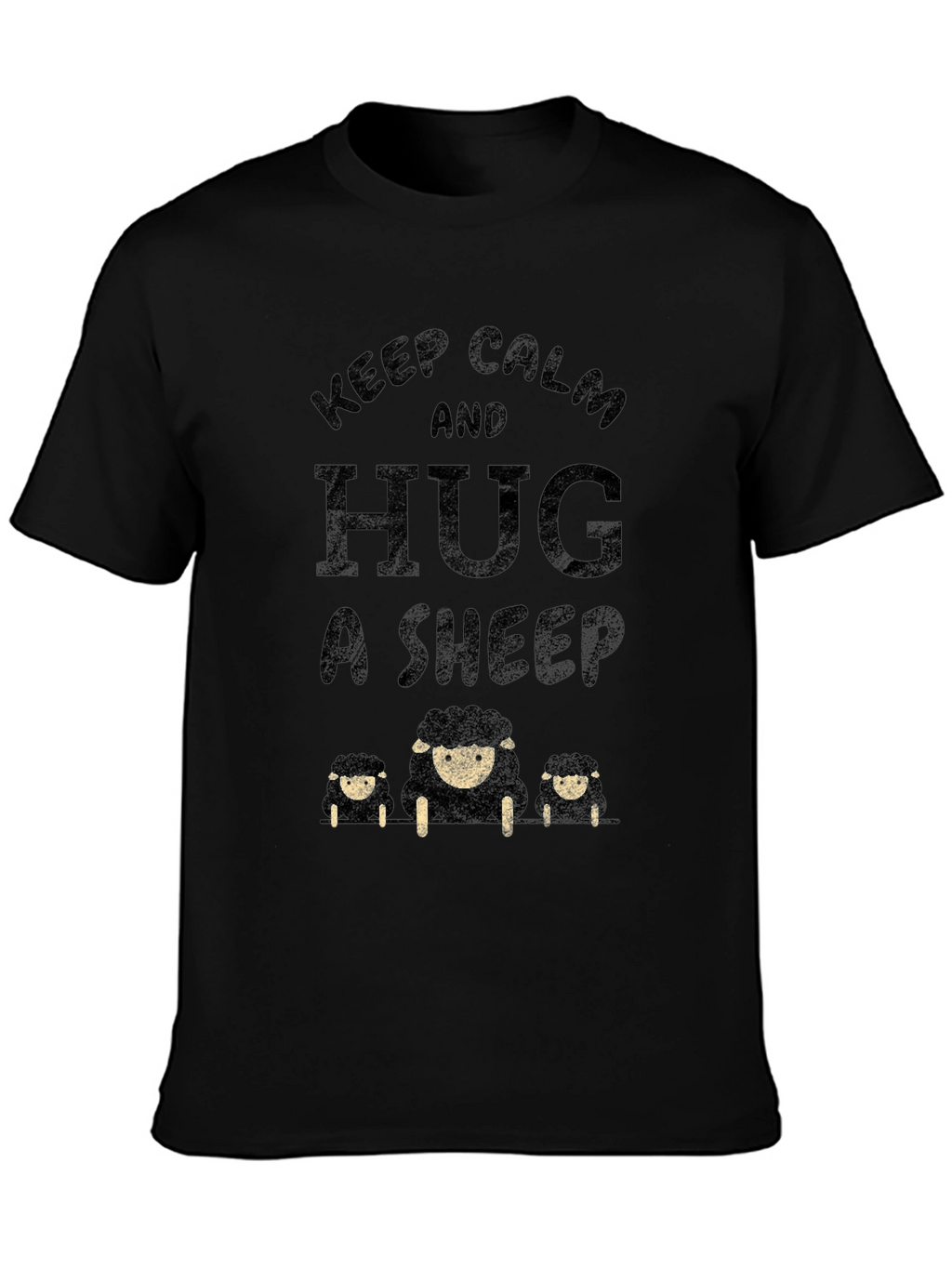 Keep Calm and Hug a Sheep T-Shirt - Black