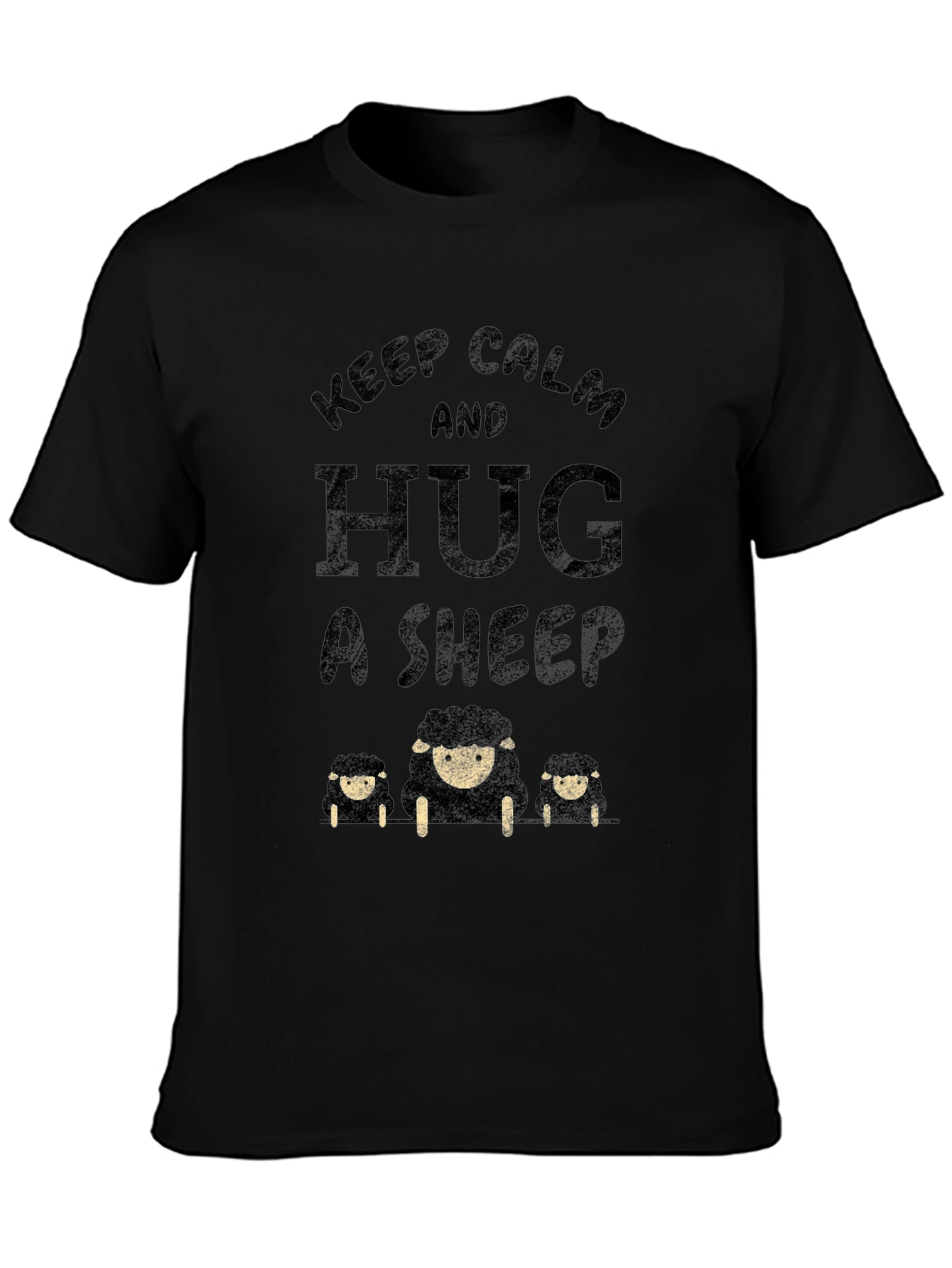 Keep Calm and Hug a Sheep T-Shirt - Black