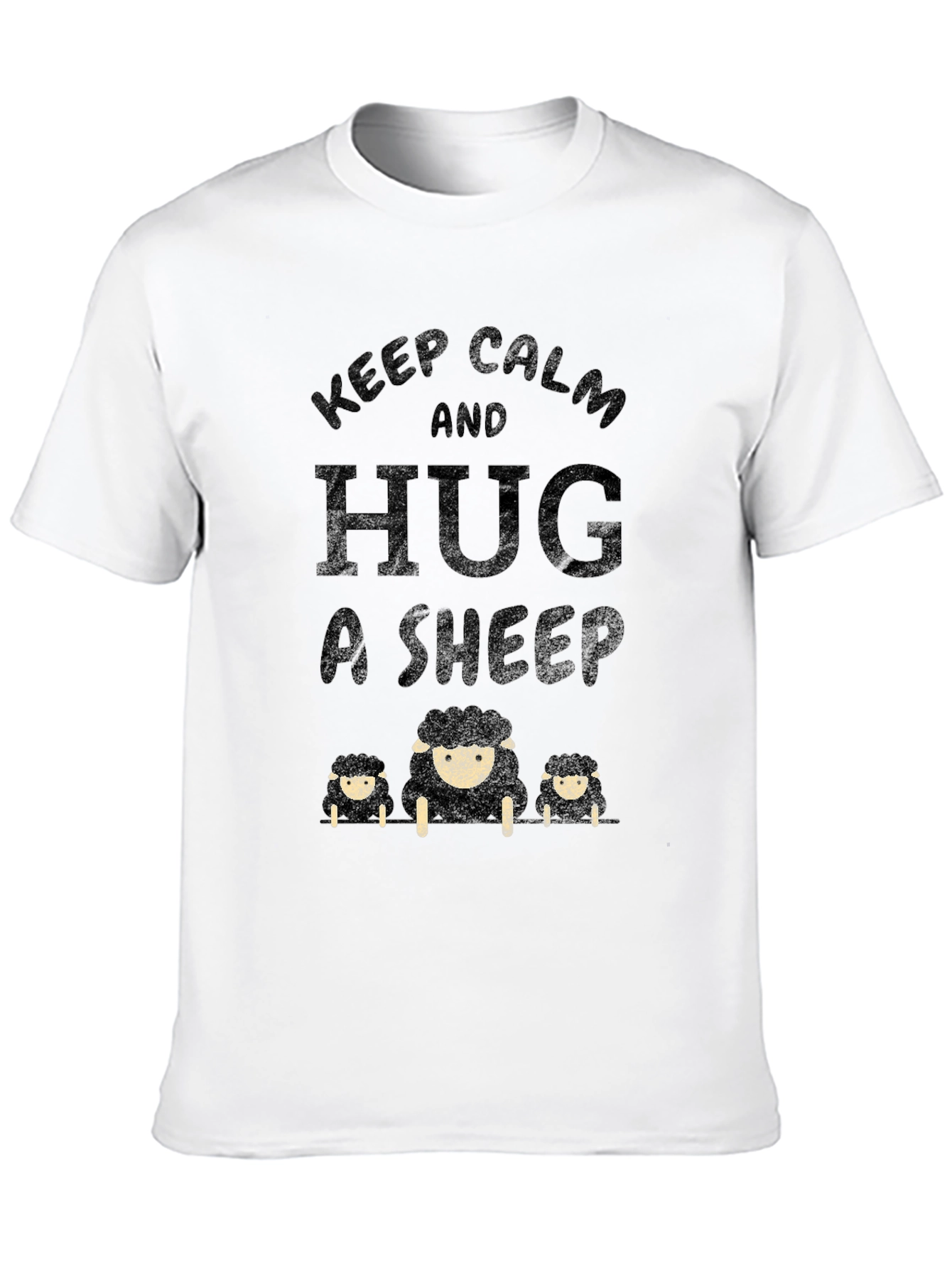 Keep Calm and Hug a Sheep T-Shirt - Black