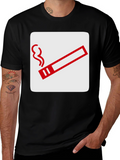 Smoking Sign Graphic Tee - Black Cotton T-Shirt