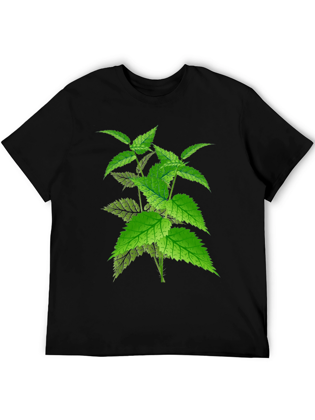 Black T-Shirt with Nettle Plant Graphic