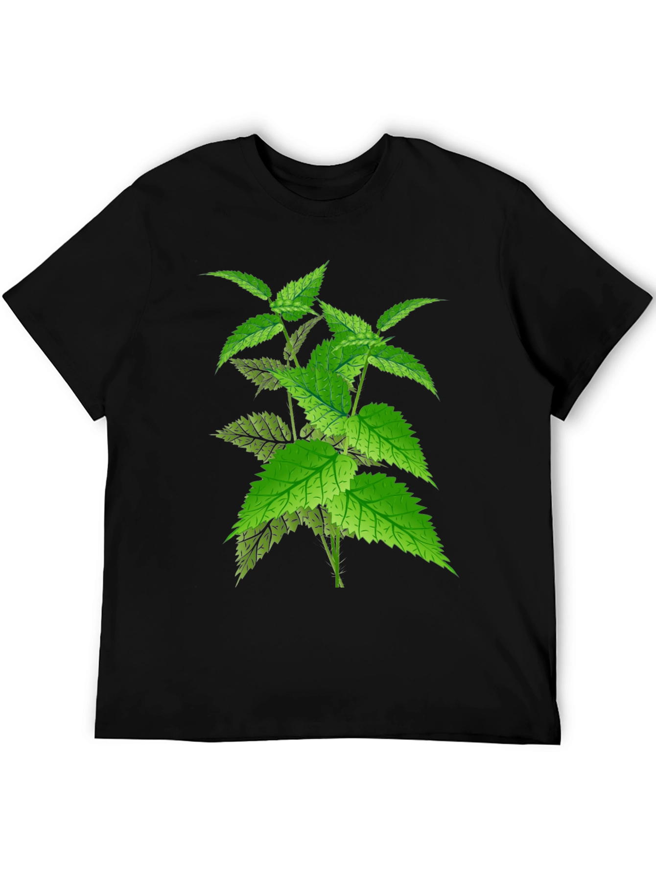 Black T-Shirt with Nettle Plant Graphic