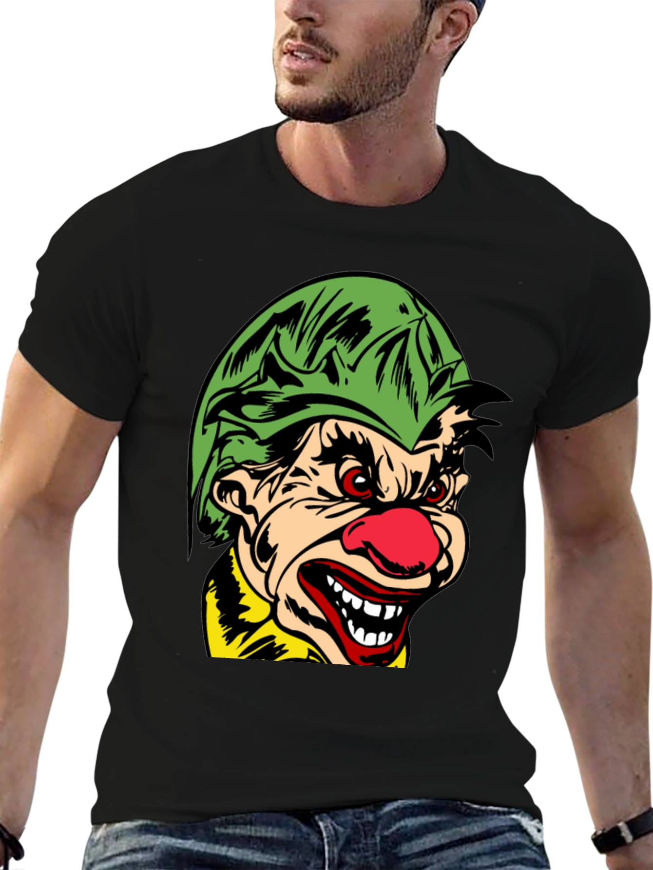 Creepy Clown Graphic T-Shirt - Black Cotton Tee