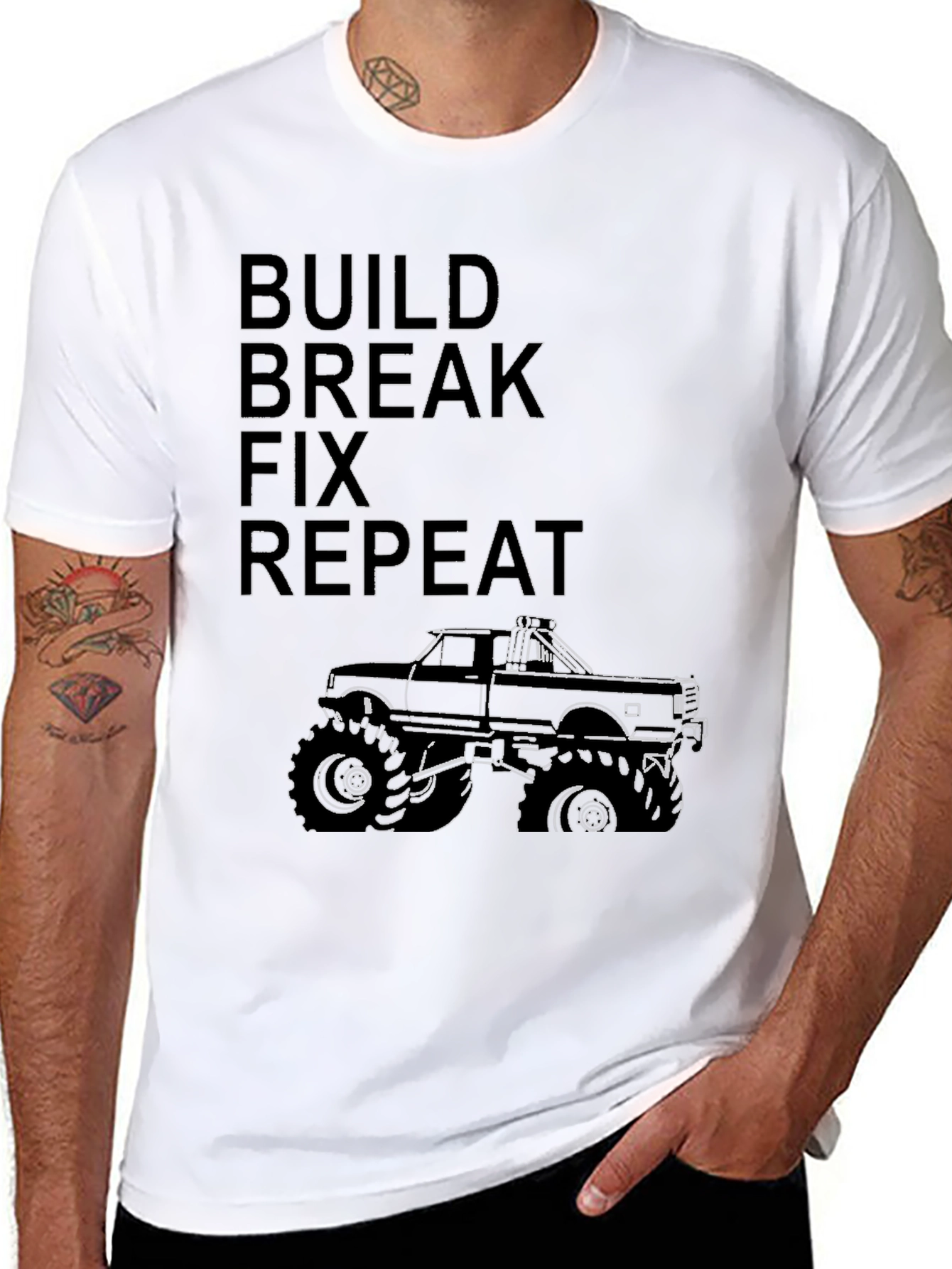 Build Break Fix Repeat T-Shirt Monster Truck Design