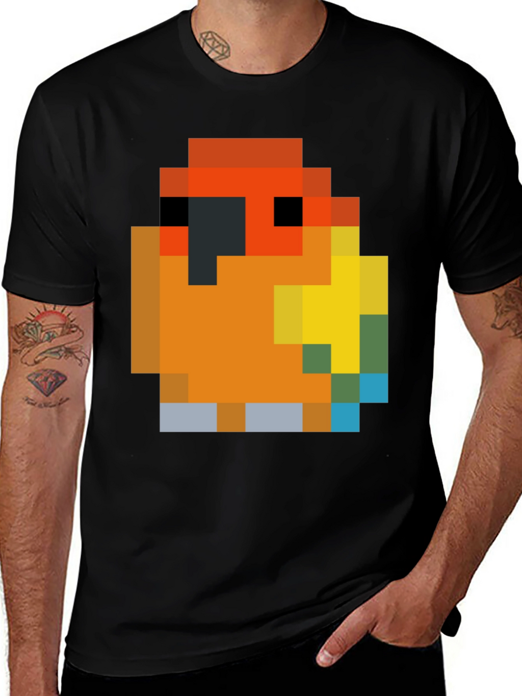 Pixel Parrot T-Shirt - Retro Gaming Style