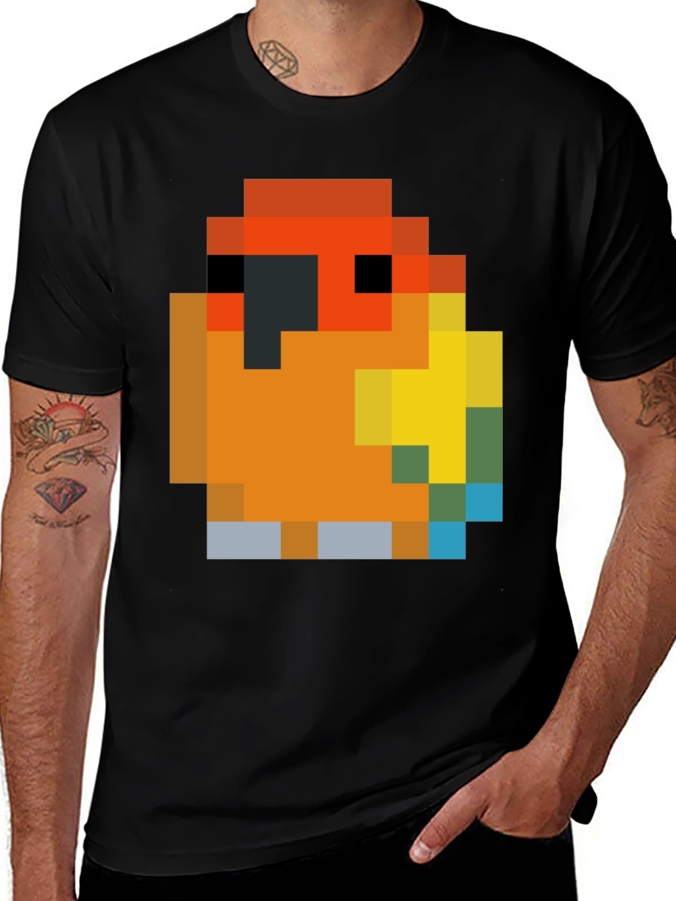Pixel Parrot T-Shirt - Retro Gaming Style
