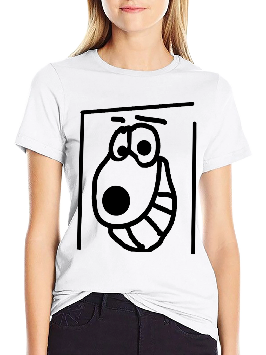Cartoon Face Graphic Tee - Black