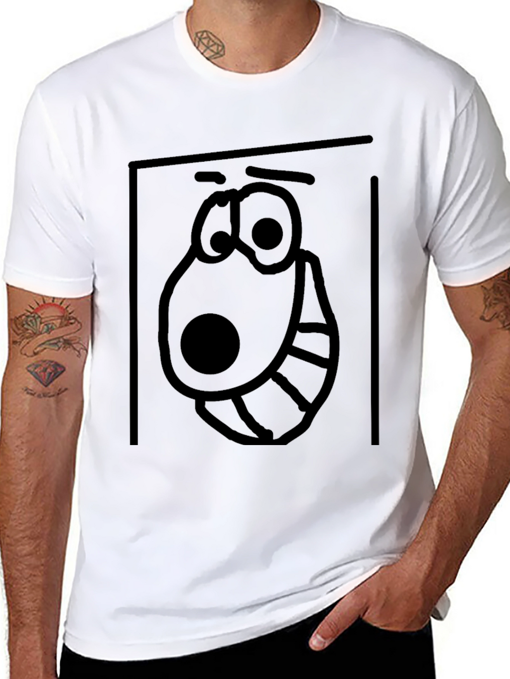 Cartoon Face Graphic Tee - Black