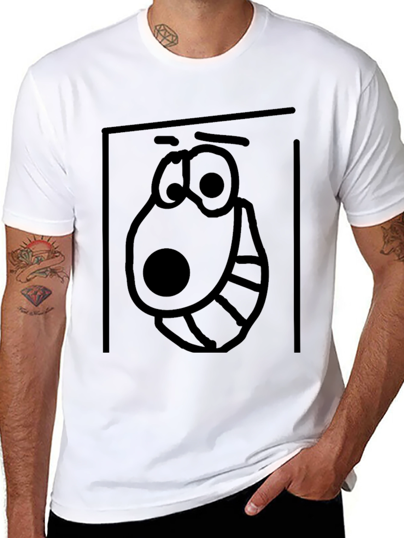 Cartoon Face Graphic Tee - Black