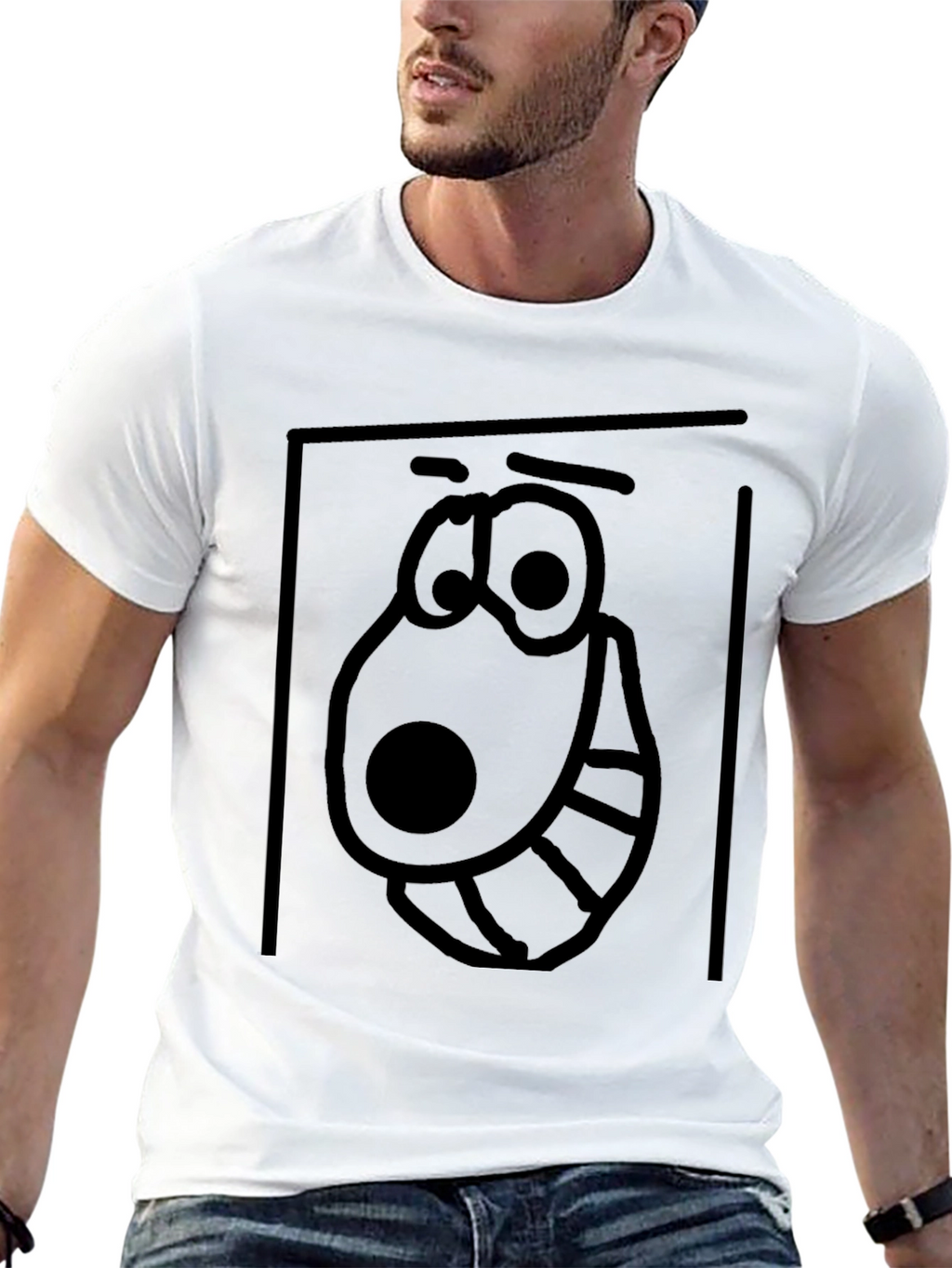 Cartoon Face Graphic Tee - Black