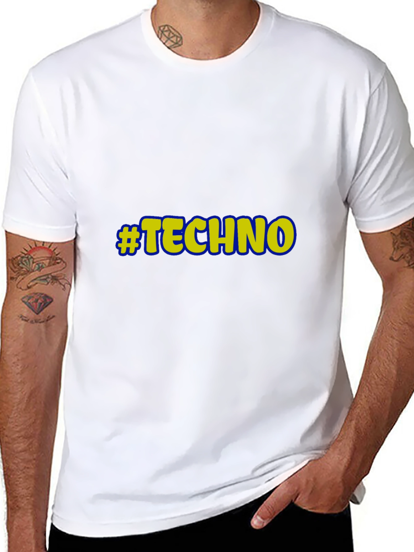 Black #Techno Graphic T-Shirt