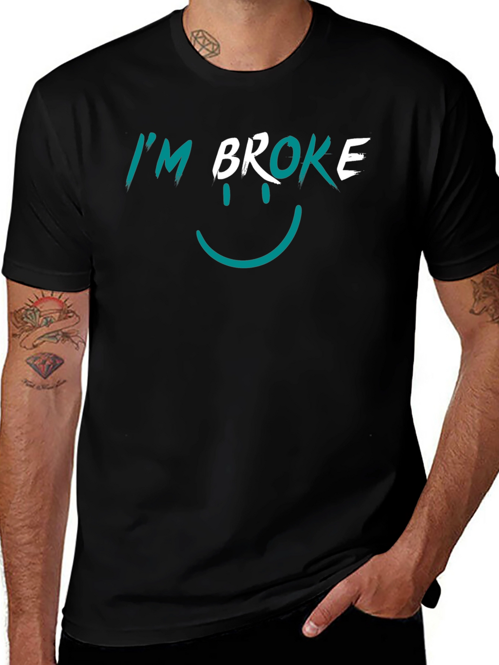 Im Broke Smiley T-Shirt - Funny Graphic Tee