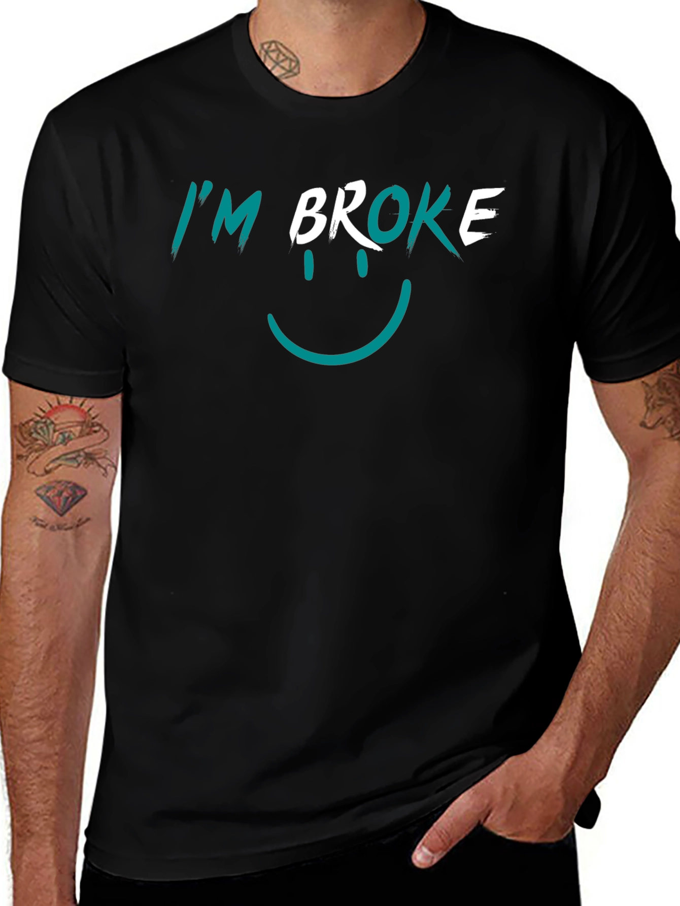 Im Broke Smiley T-Shirt - Funny Graphic Tee