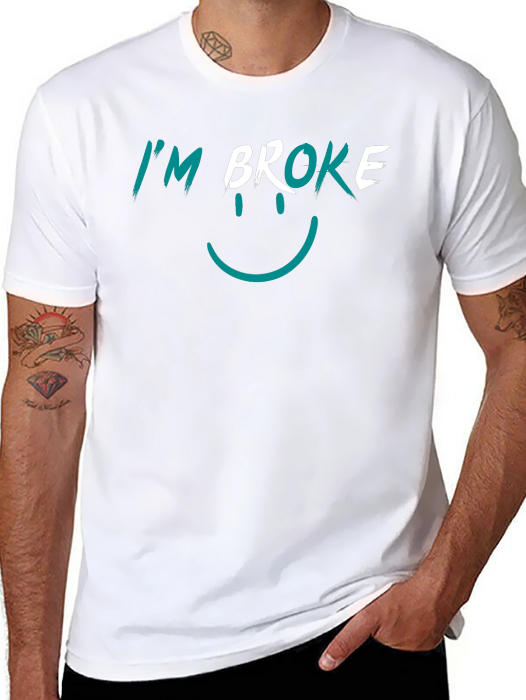 Im Broke Smiley T-Shirt - Funny Graphic Tee