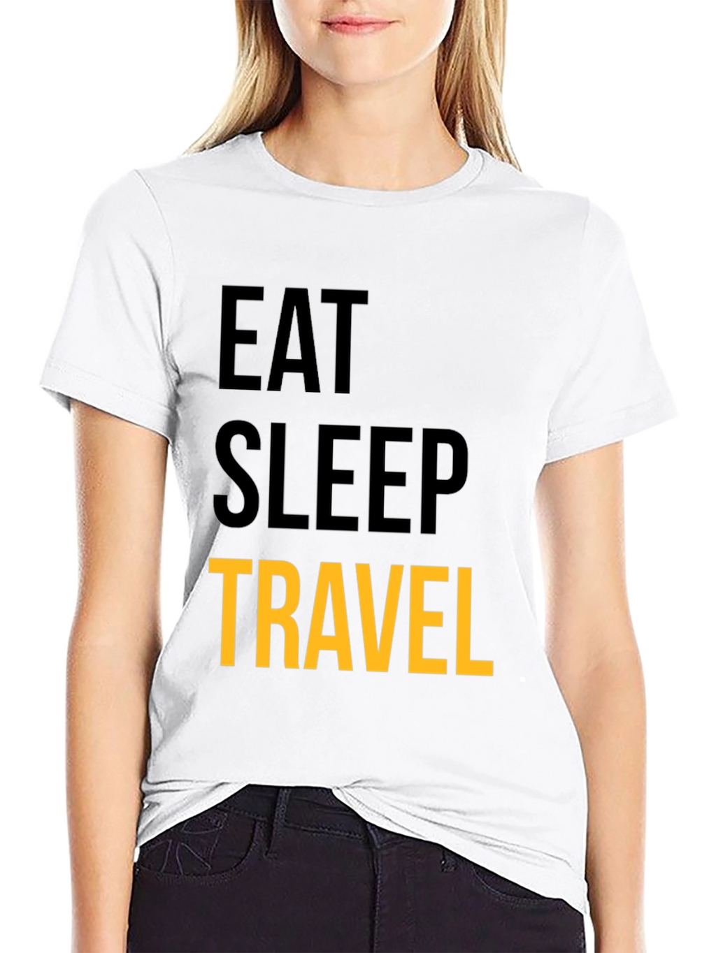 Eat Sleep Travel Graphic Tee - Black Cotton T-Shirt