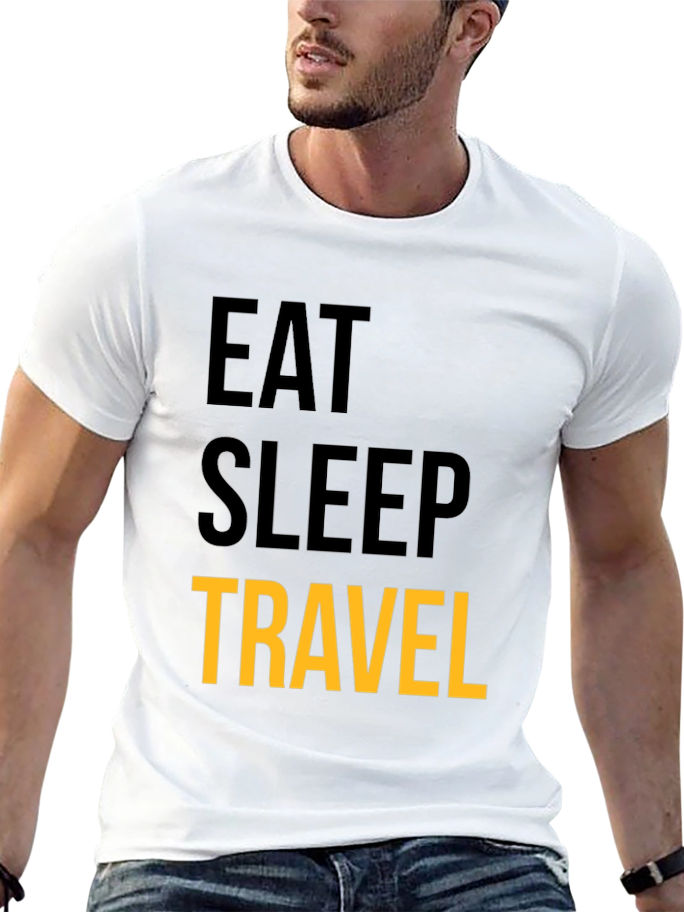 Eat Sleep Travel Graphic Tee - Black Cotton T-Shirt
