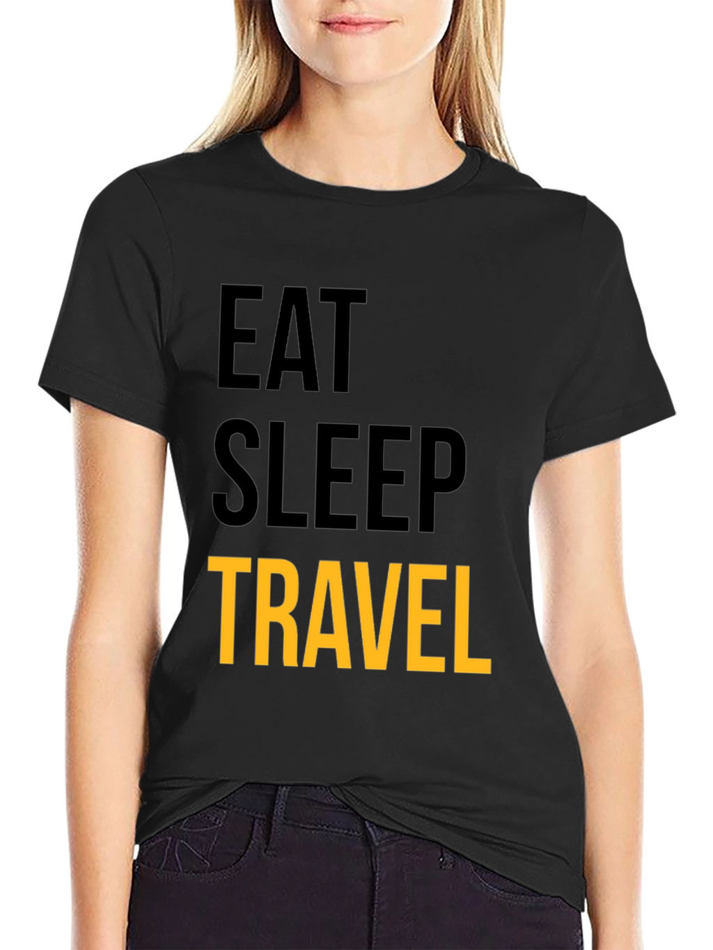 Eat Sleep Travel Graphic Tee - Black Cotton T-Shirt