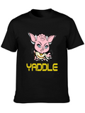 Yaddle Cartoon Graphic Black T-Shirt