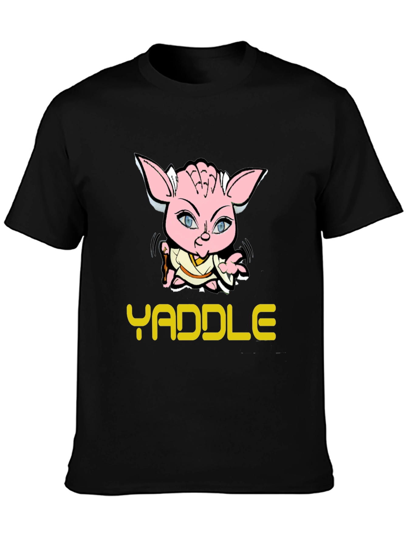 Yaddle Cartoon Graphic Black T-Shirt