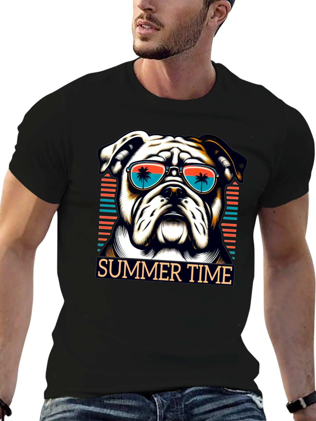 Summer Bulldog Graphic Tee - Beach Vibes