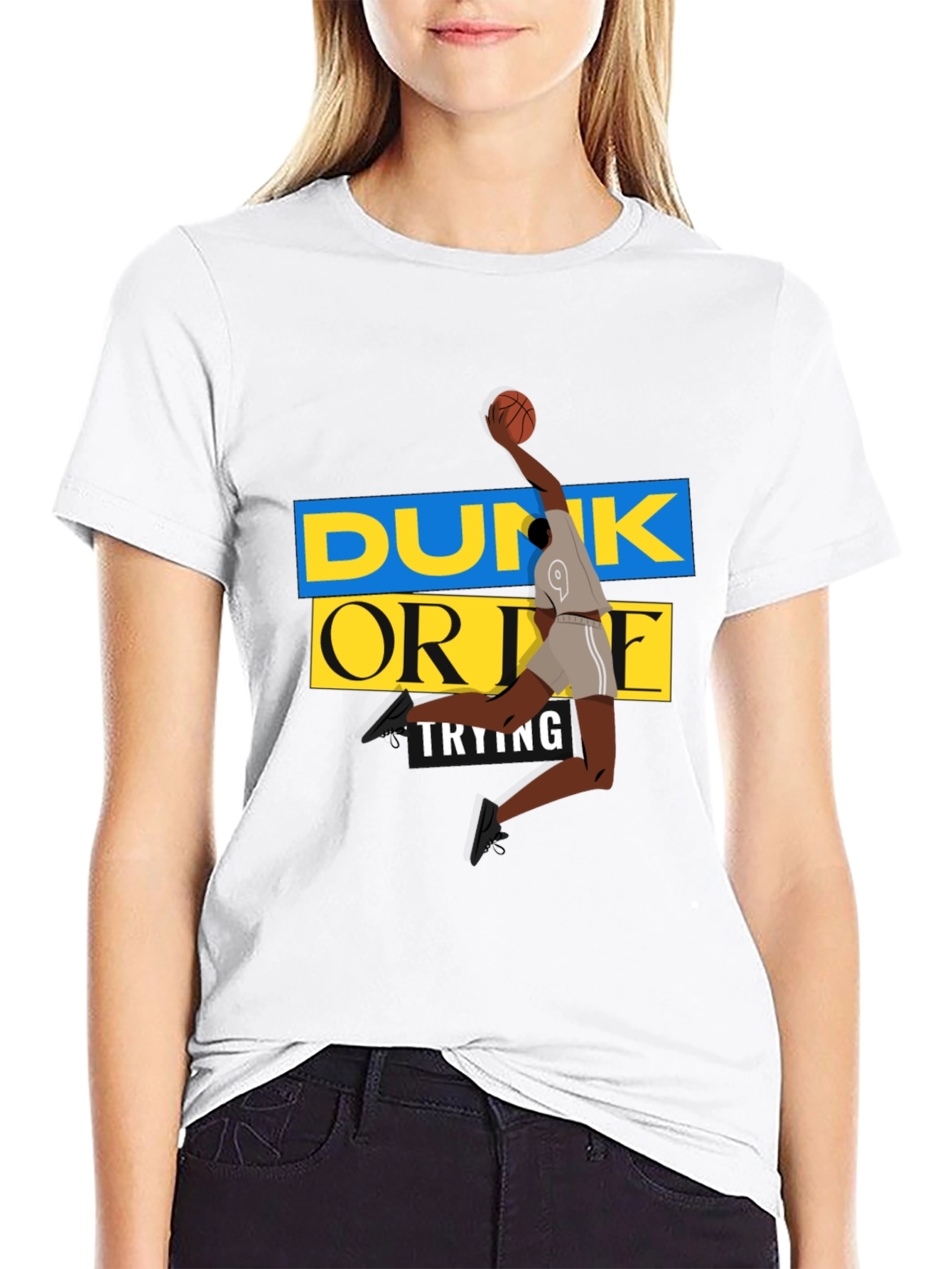 Dunk Or Die Trying Mens Black Graphic Tee
