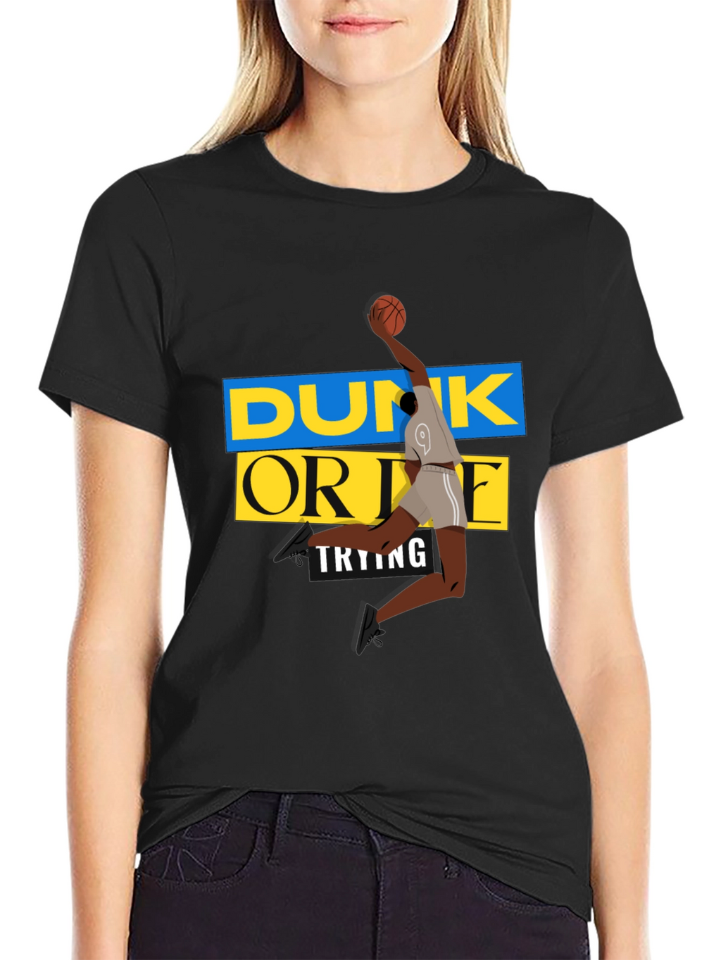 Dunk Or Die Trying Mens Black Graphic Tee