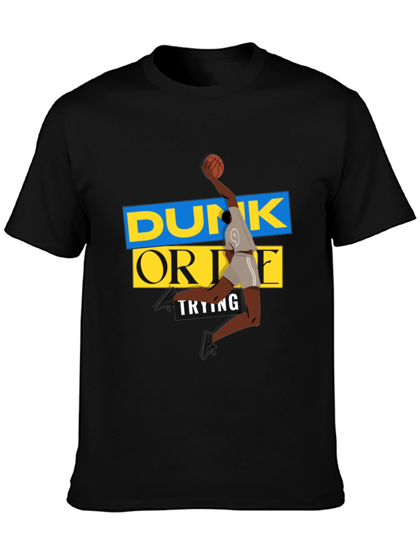Dunk Or Die Trying Mens Black Graphic Tee