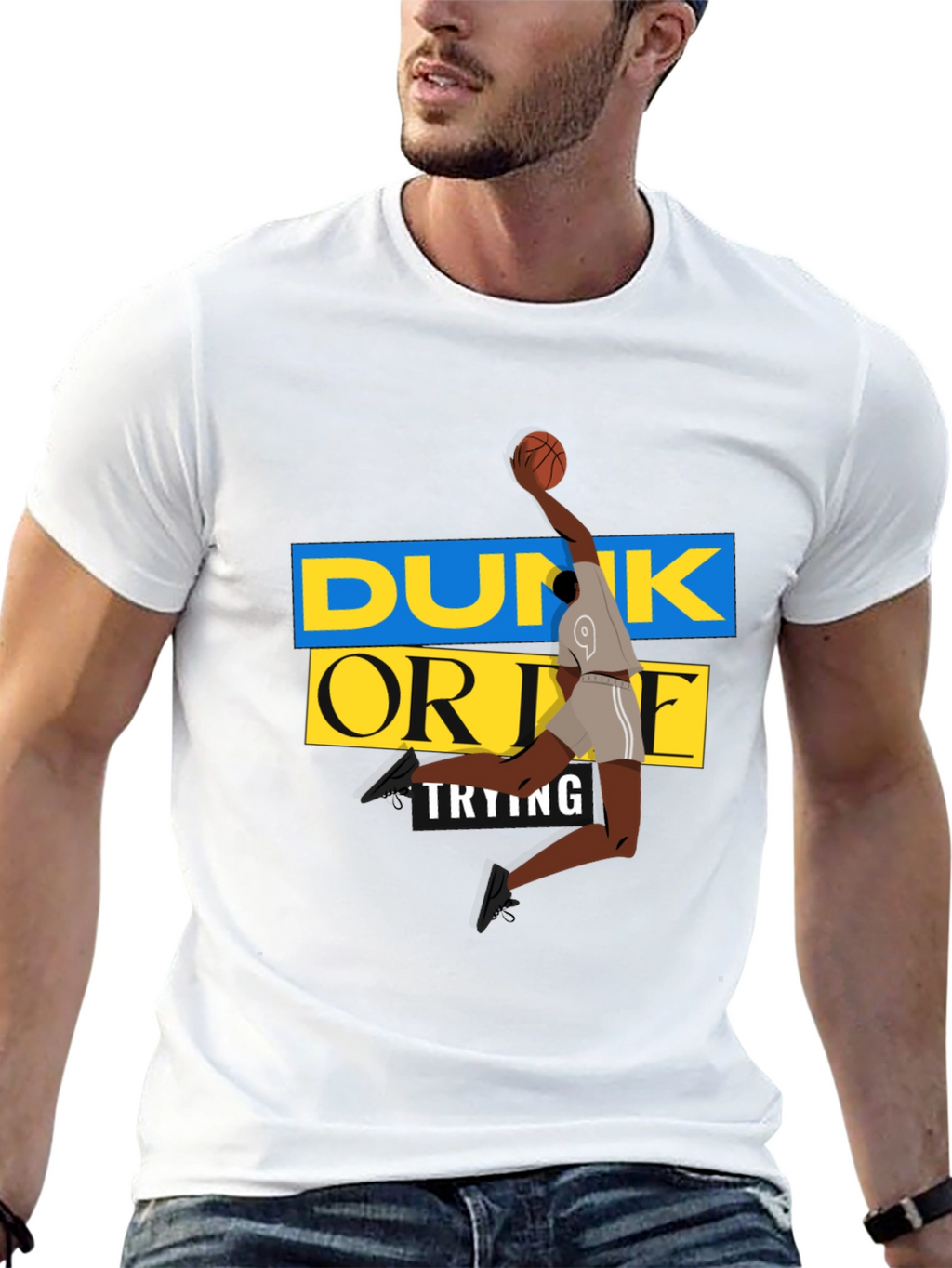 Dunk Or Die Trying Mens Black Graphic Tee