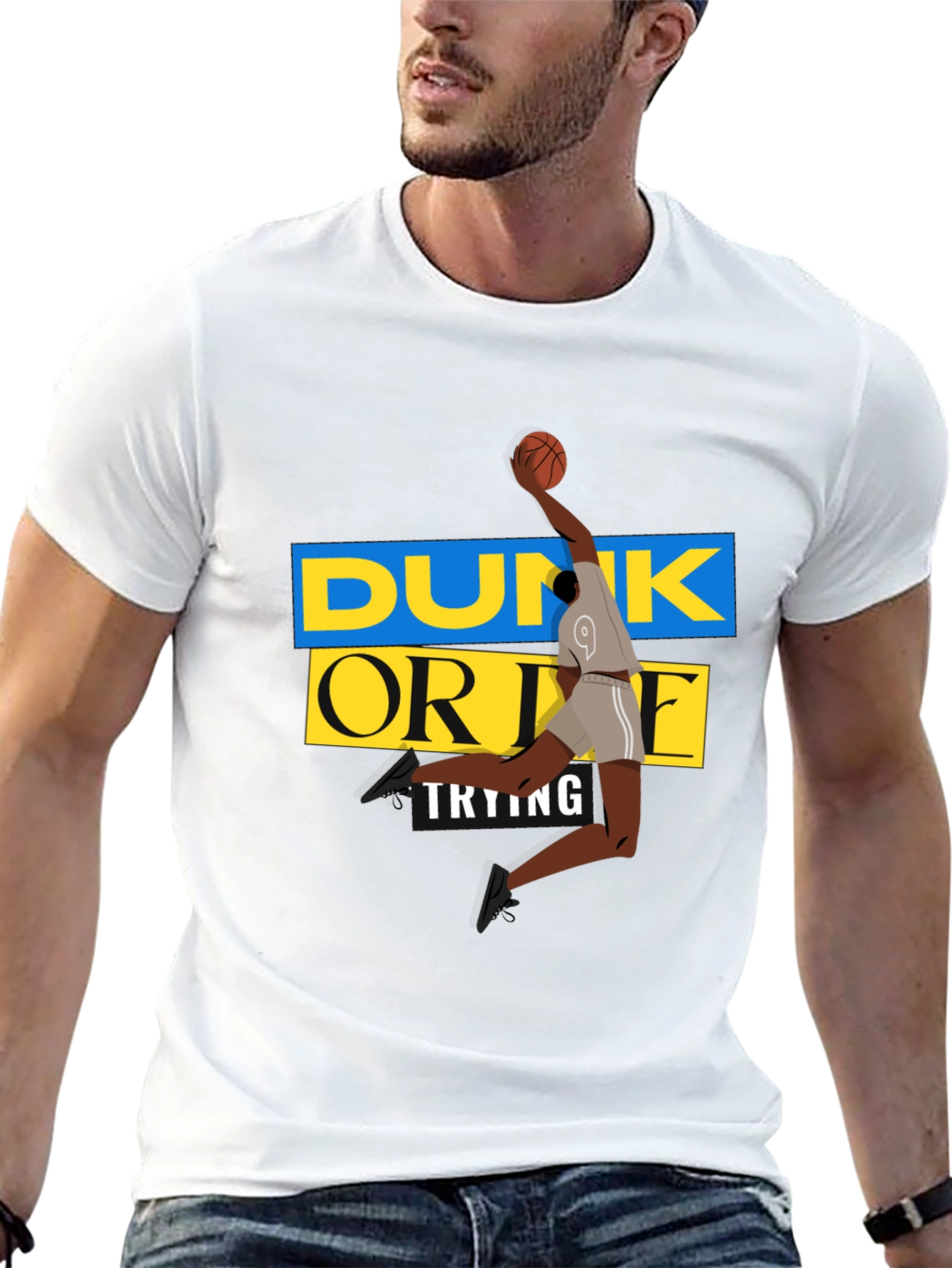 Dunk Or Die Trying Mens Black Graphic Tee