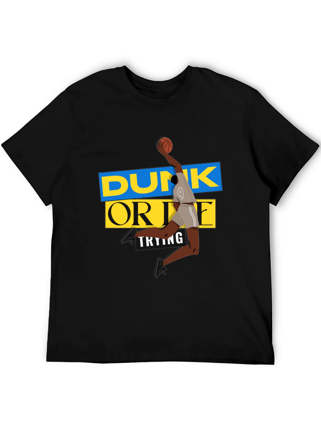 Dunk Or Die Trying Mens Black Graphic Tee