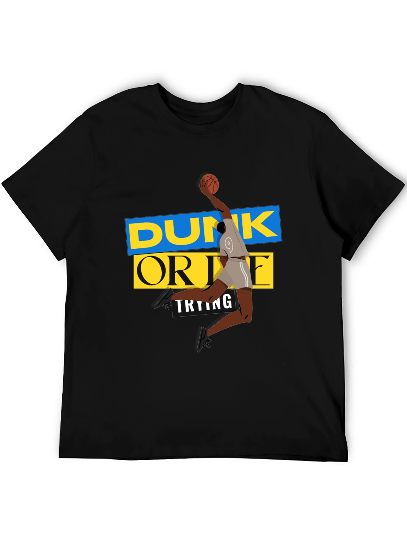 Dunk Or Die Trying Mens Black Graphic Tee